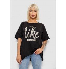 Футболка жіноча з принтом, колір чорний, 244R4023