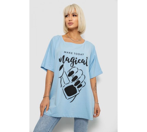 Футболка жіноча з принтом, колір блакитний, 244R6005-1