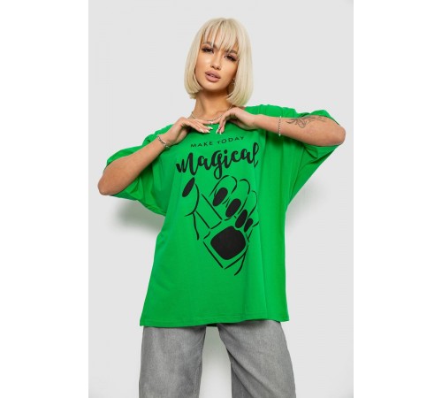 Футболка жіноча з принтом, колір зелений, 244R6005-1