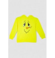 Худі дитячий на флісі з принтом Сніговик, колір жовтий, 102R1517