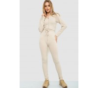 Костюм жіночий в рубчик, колір світло-бежевий, 244R14302