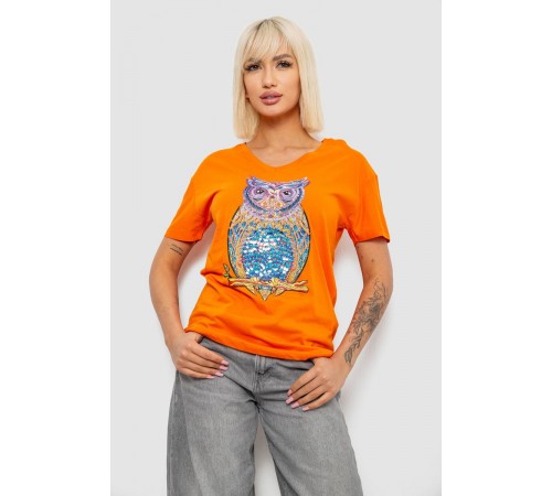Футболка жіноча з принтом, колір помаранчевий, 244R2804
