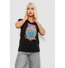 Футболка жіноча з принтом, колір чорний, 244R2804