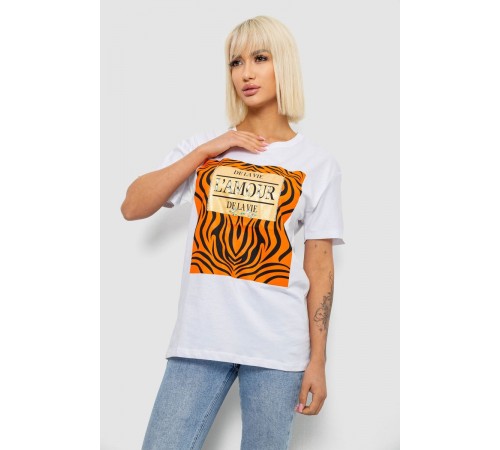 Футболка жіноча з принтом, колір білий, 244R2805