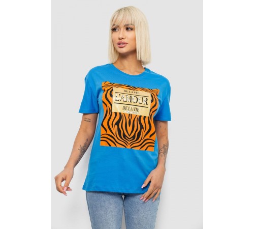 Футболка жіноча з принтом, колір блакитний, 244R2805