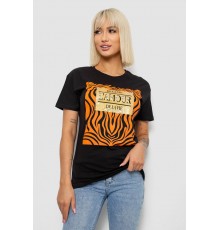 Футболка жіноча з принтом, колір чорний, 244R2805