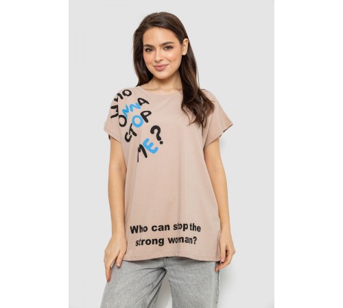 Футболка женская с принтом, цвет бежевый, 244R3001