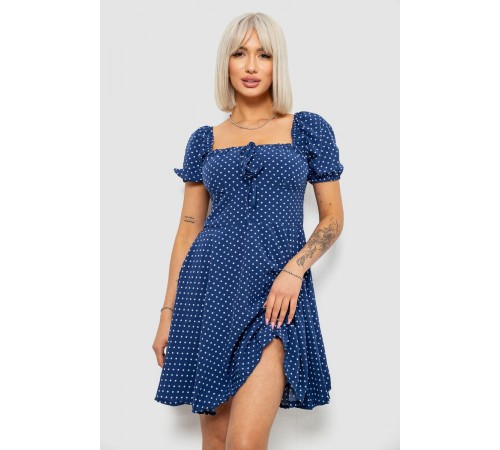 Сукня жіноча в горошок софт, колір синій, 257R811-1