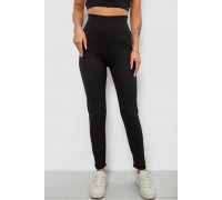 Лосини жіночі однотонні в рубчик на флісі, колір чорний, 214R0009-10