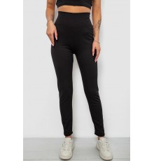 Лосини жіночі однотонні в рубчик на флісі, колір чорний, 214R0009-10