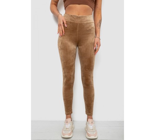 Лосини жіночі велюрові однотонні, колір мокко, 214R263