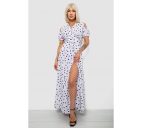 Сукня жіноча на запах у горошок софт, колір білий, 257R358