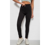 Лосины женские однотонные в рубчик на флисе, цвет черный, 214R325