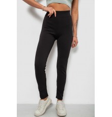 Лосини жіночі однотонні в рубчик на флісі, колір чорний, 214R325