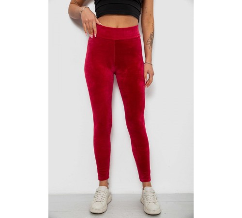 Лосини жіночі велюрові однотонні, колір бордовий, 214R263