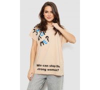 Футболка женская с принтом, цвет светло-бежевый, 244R3001
