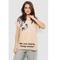 Футболка жіноча з принтом, колір світло-бежевий, 244R3001