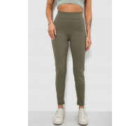 Лосини жіночі однотонні в рубчик на флісі, колір оливковий, 214R325