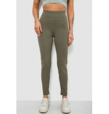 Лосини жіночі однотонні в рубчик на флісі, колір оливковий, 214R325