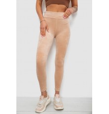 Лосини жіночі велюрові однотонні, колір бежевий, 214R263