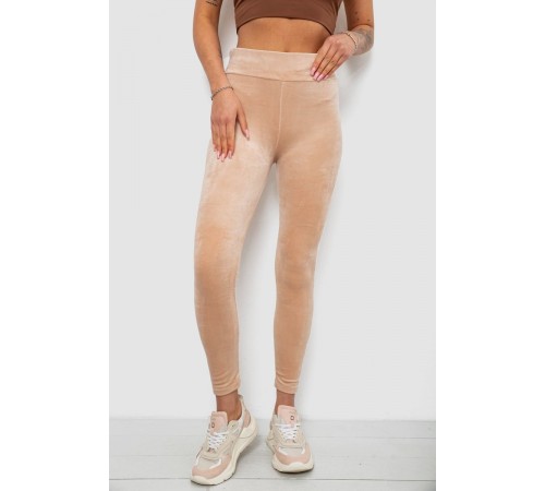 Лосини жіночі велюрові однотонні, колір бежевий, 214R263