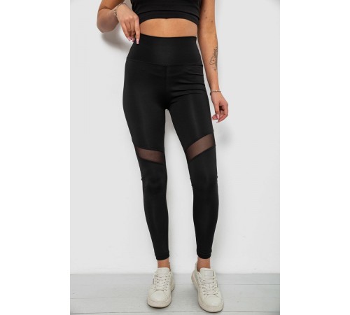 Лосини жіночі однотонні, колір чорний, 214R003