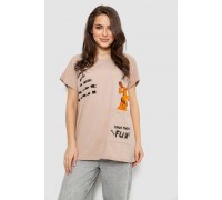 Футболка женская с принтом, цвет бежевый, 244R3002