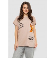 Футболка жіноча з принтом, колір бежевий, 244R3002