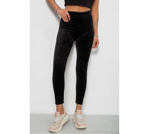 Лосини жіночі велюрові однотонні, колір чорний, 214R263