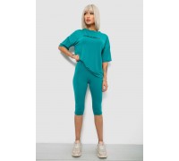 Костюм домашній жіночий з принтом, колір бірюзовий, 257R738