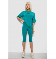 Костюм домашній жіночий з принтом, колір бірюзовий, 257R738