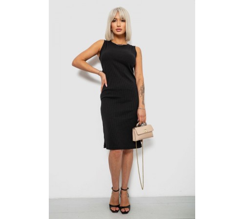 Сукня однотонна в рубчик, колір чорний, 257R707