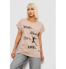 Футболка жіноча з принтом, колір бежевий, 244R3004