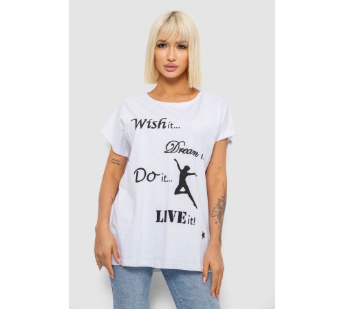 Футболка жіноча з принтом, колір білий, 244R3004
