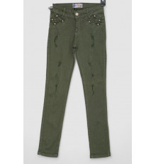 Джинсы для девочек, цвет хаки, 247R10043