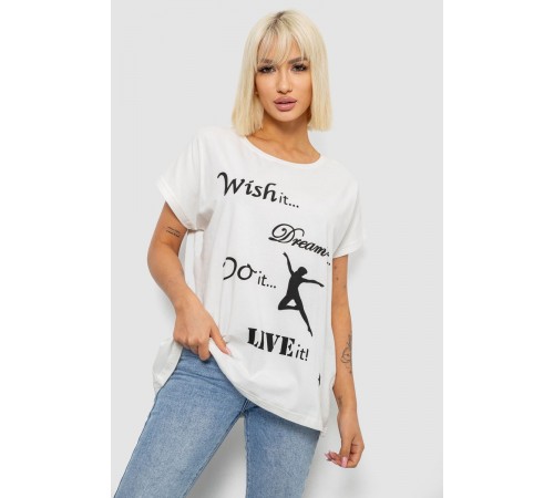 Футболка жіноча з принтом, колір молочний, 244R3004