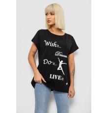 Футболка жіноча з принтом, колір чорний, 244R3004