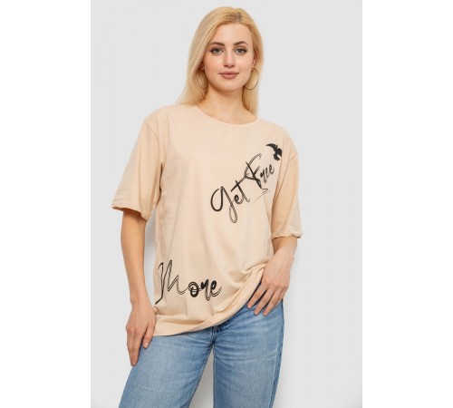 Футболка жіноча з принтом, колір бежевий, 244R3005
