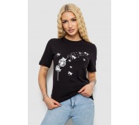 Футболка жіноча з принтом, колір чорний, 241R1828