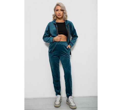 Спортивний костюм жіночий велюровий, колір смарагдовий, 257R4119