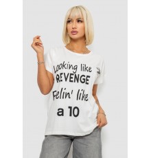 Футболка жіноча з принтом, колір молочний, 244R3013-5