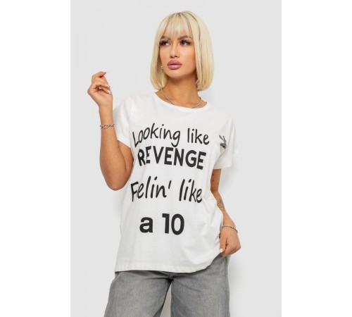 Футболка жіноча з принтом, колір молочний, 244R3013-5