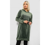 Туника женская однотонная велюровая, цвет оливковый, 257R338