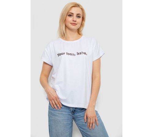 Футболка жіноча з принтом, колір білий, 244R3016