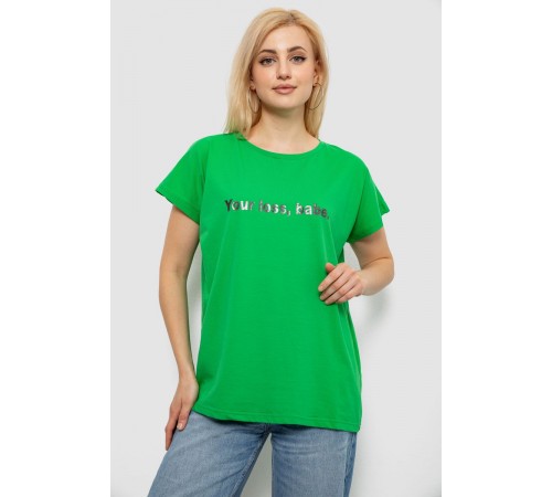 Футболка жіноча з принтом, колір зелений, 244R3016