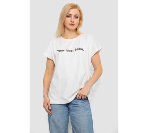 Футболка жіноча з принтом, колір молочний, 244R3016