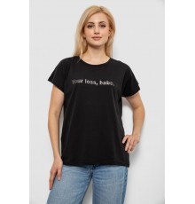 Футболка жіноча з принтом, колір чорний, 244R3016