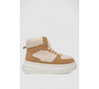 Кроссовки женские зимние на меху хайтопы, цвет бежевый, 248RLM20-3