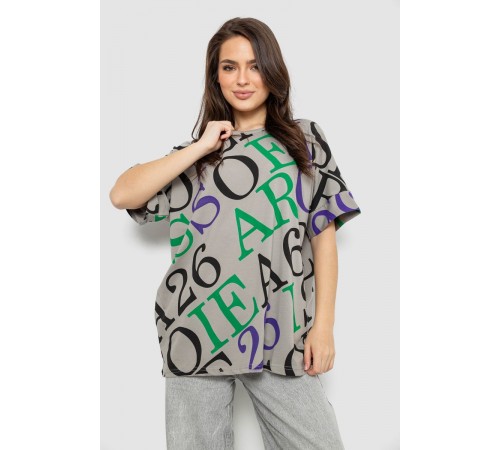 Футболка жіноча з принтом, колір сірий, 244R4002-1