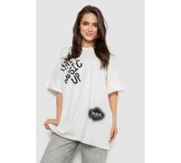 Футболка женская с принтом, цвет молочный, 244R4002-2